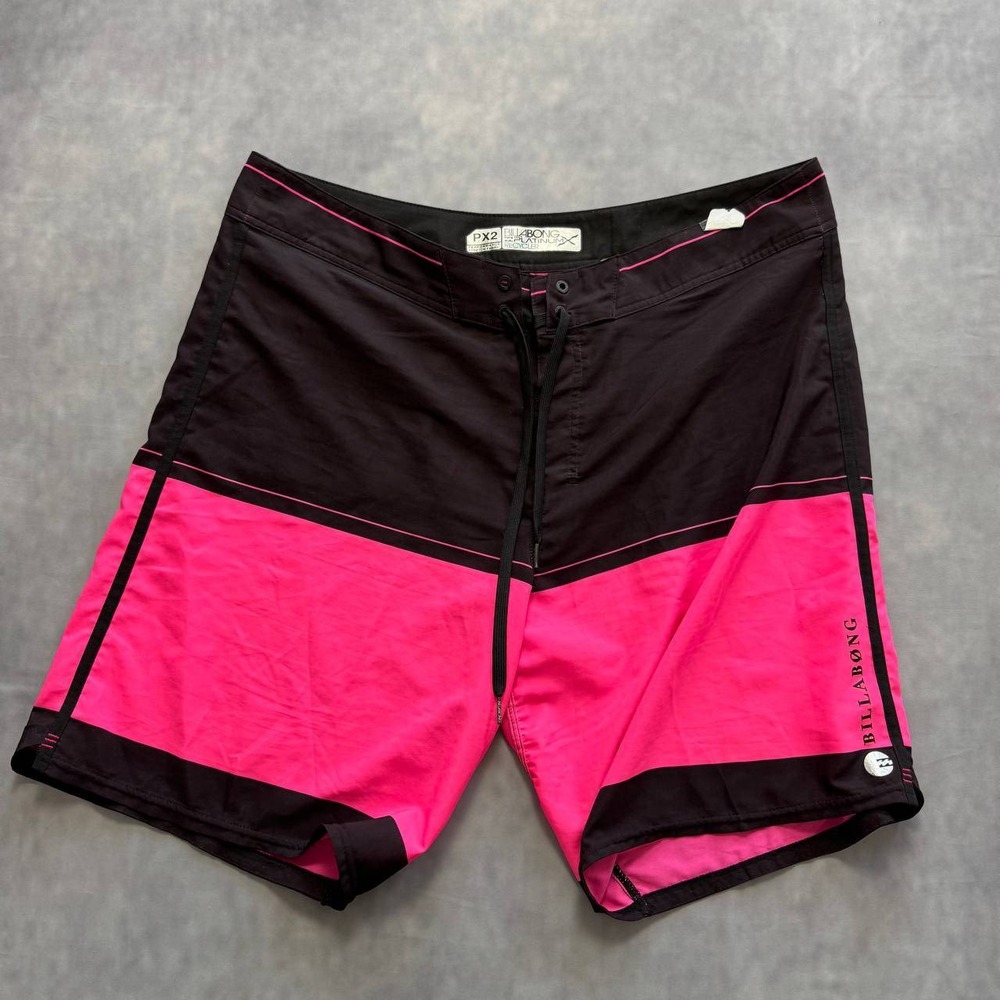 Billabong Board Shorts Mens 40 Pink Black Platinum X‎ PX2 Recycler Y2K Surf
